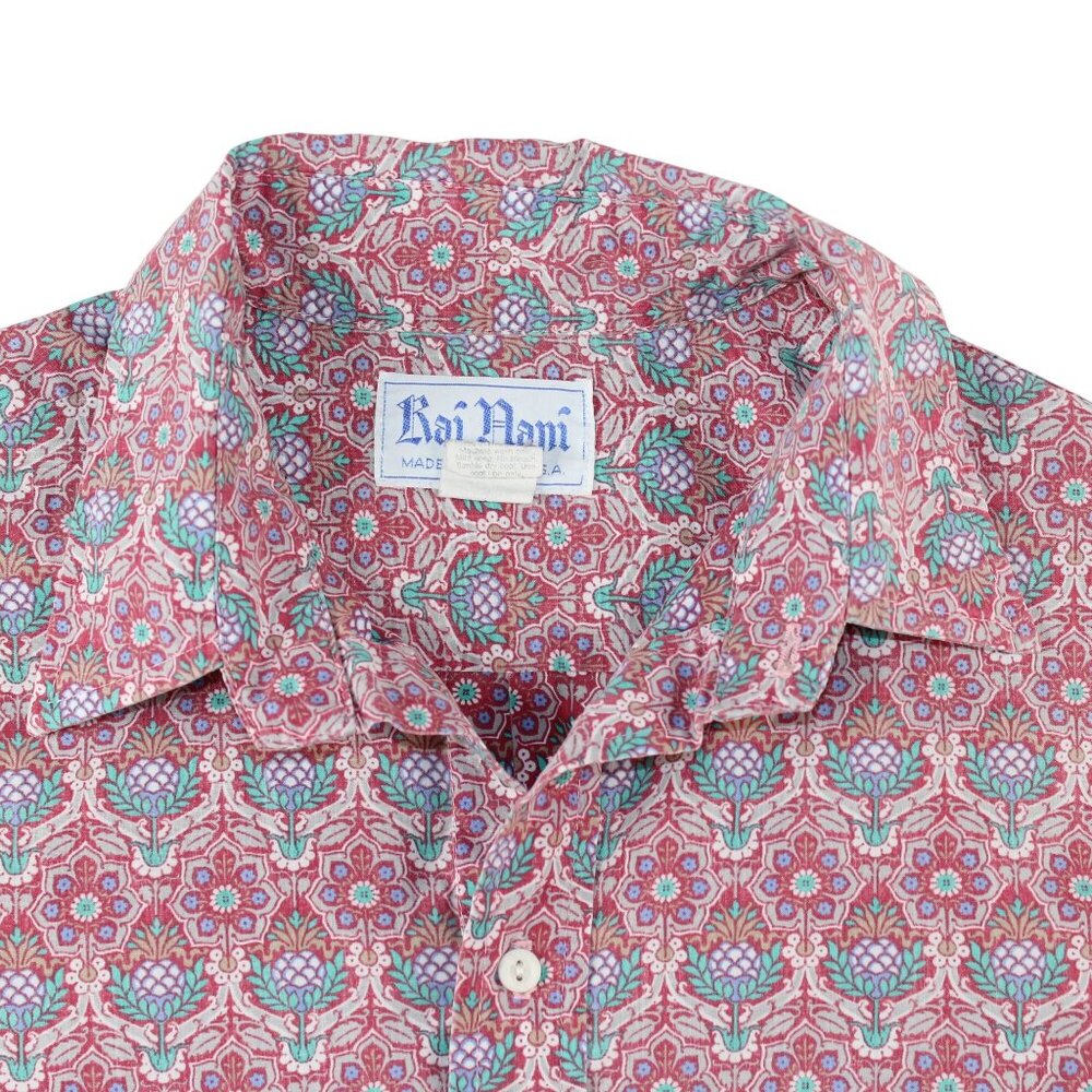 Vintage Rai Nani Lrg Pullover Mid Century Modern Hawaiian Floral Shirt Made USA - Picture 6 of 9